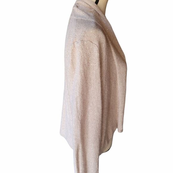 Knitted and Knotted Blush Shimmery Open Cardigan - Picture 2 of 8